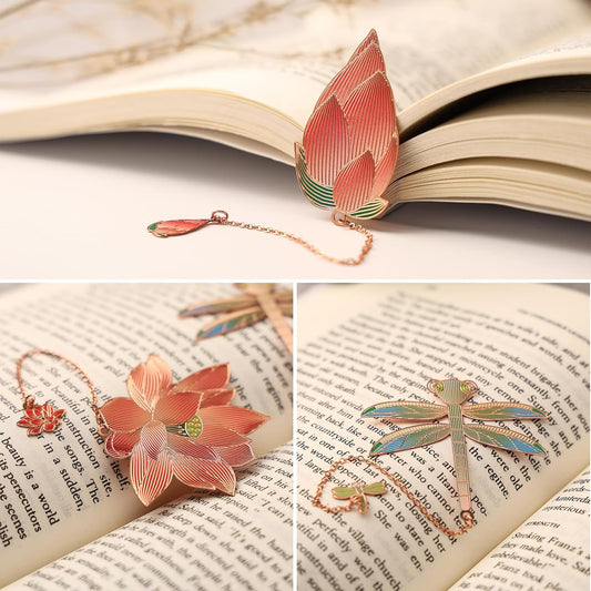 Metal Bookmarks with Chain Golden Hollow Bookmark for Women Book Lovers Readers Children Adults 4Pcs