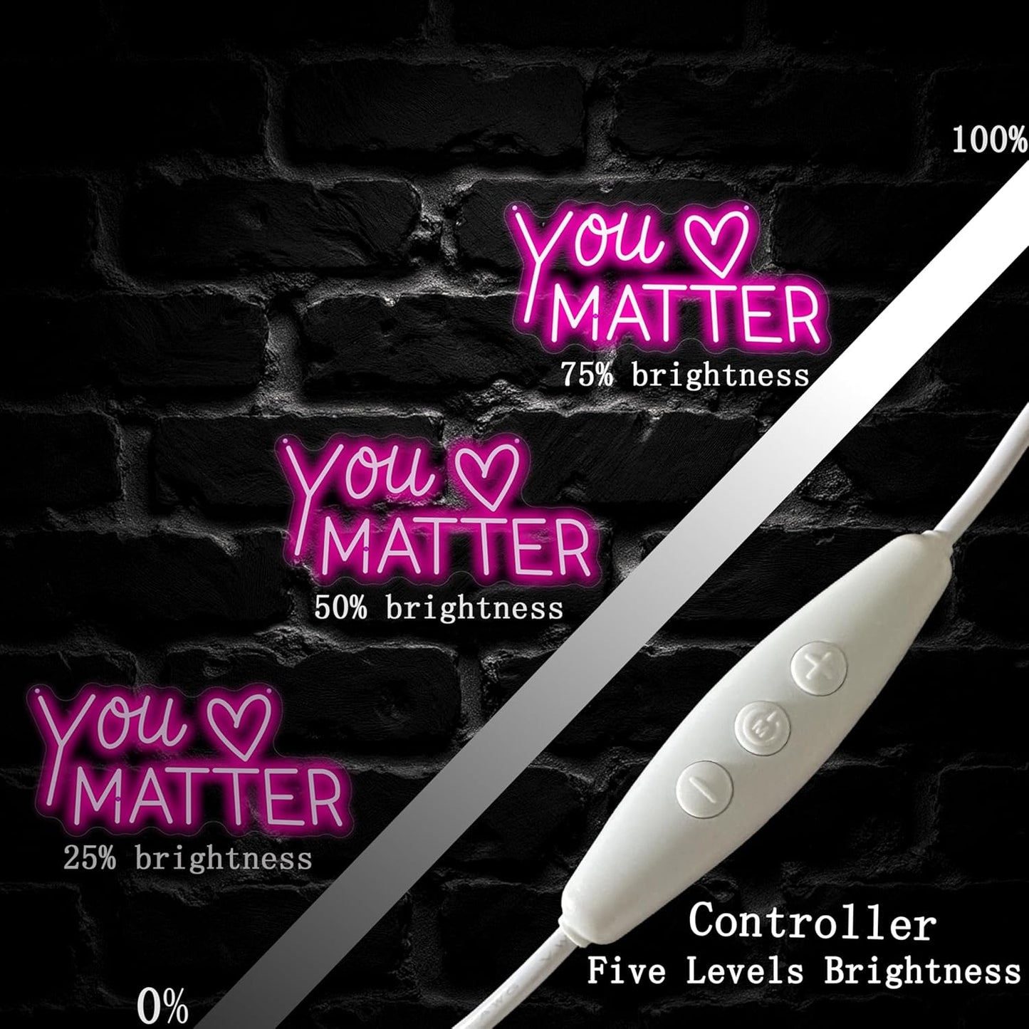 You Matter Neon Sign - Motivational LED Wall Decor, Bedroom Light, Positive Quote Sign for Office, Wedding, Classroom, Birthday, Girls Party, Therapy Room, Gift for her, Bar Pub Club Nursery Hanging