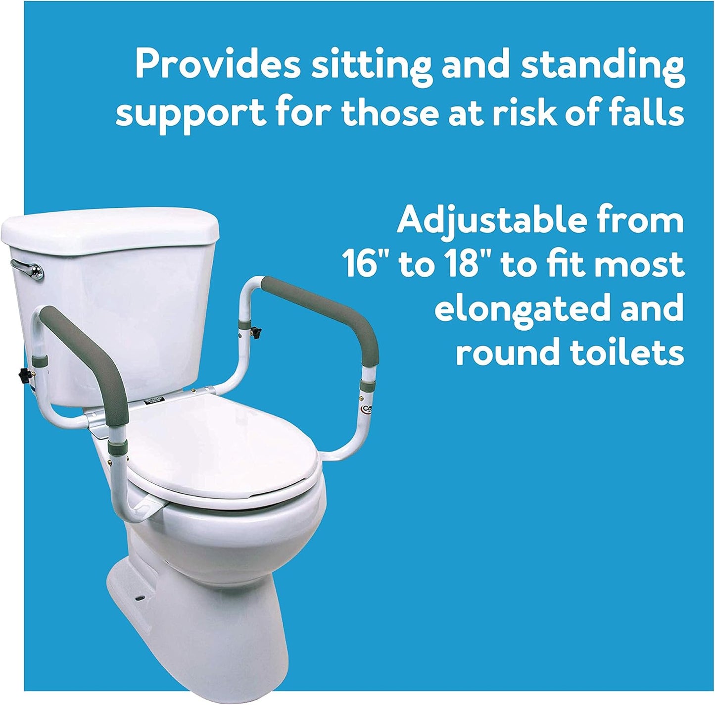 Carex Toilet Safety Frame - Toilet Safety Rails With Adjustable Width - Toilet Rails For Elderly, Handicap, Home Health Care Equipment After Surgery, Supports 300lbs