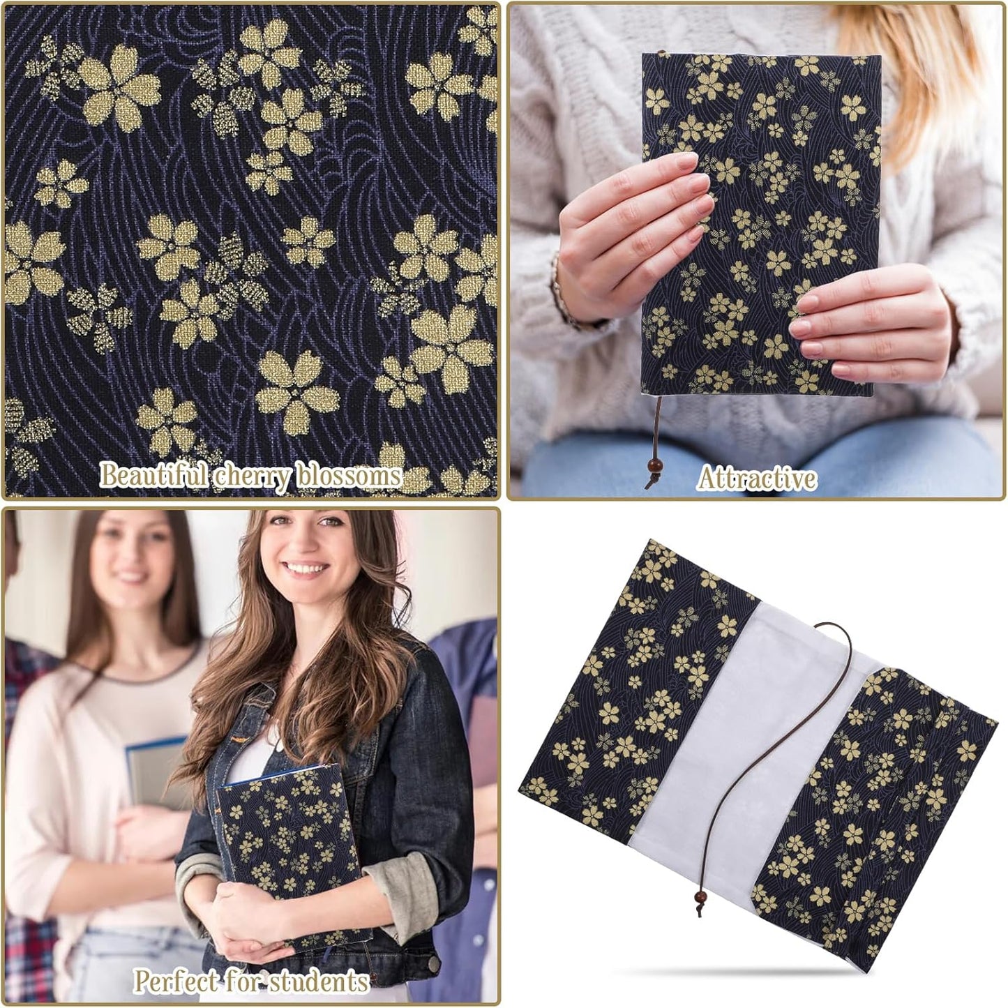Book Covers for Paperbacks,Book Cover Protector Adjustable Fabric Fit A5 Size 5.5x8.2 Inch Paperbacks for Hardcover Softcover Novels Protection