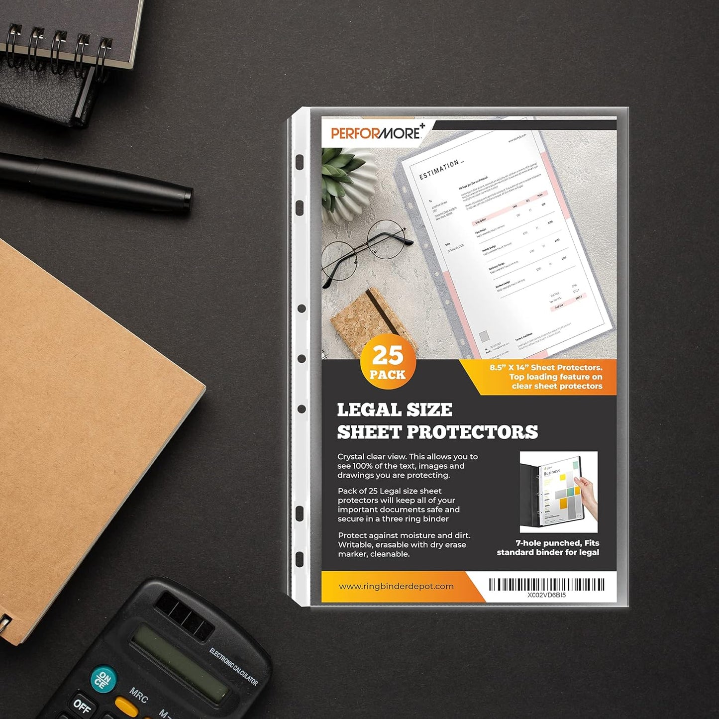 Performore 25 Pack of 8.5x14 Legal Size Heavyweight Long Clear Sheet Protectors, Plastic Legal Paper Sleeves, Clear Archival Quality for Binders Documents