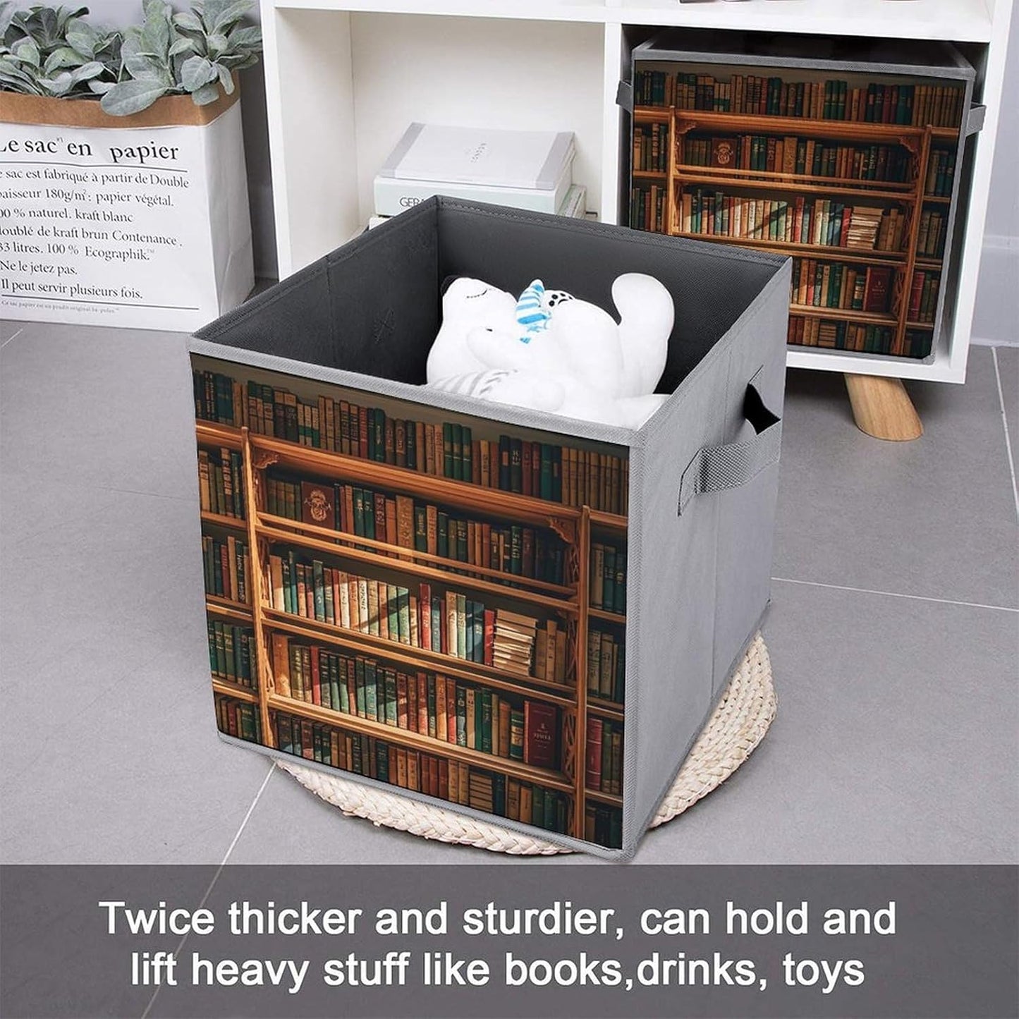 Old Bookshelf Foldable Storage Box with Handles, Durable Oxford Storage Cubes, 6PCS Collapsible Closet Organizer for Home, Shelf, Office, Travel