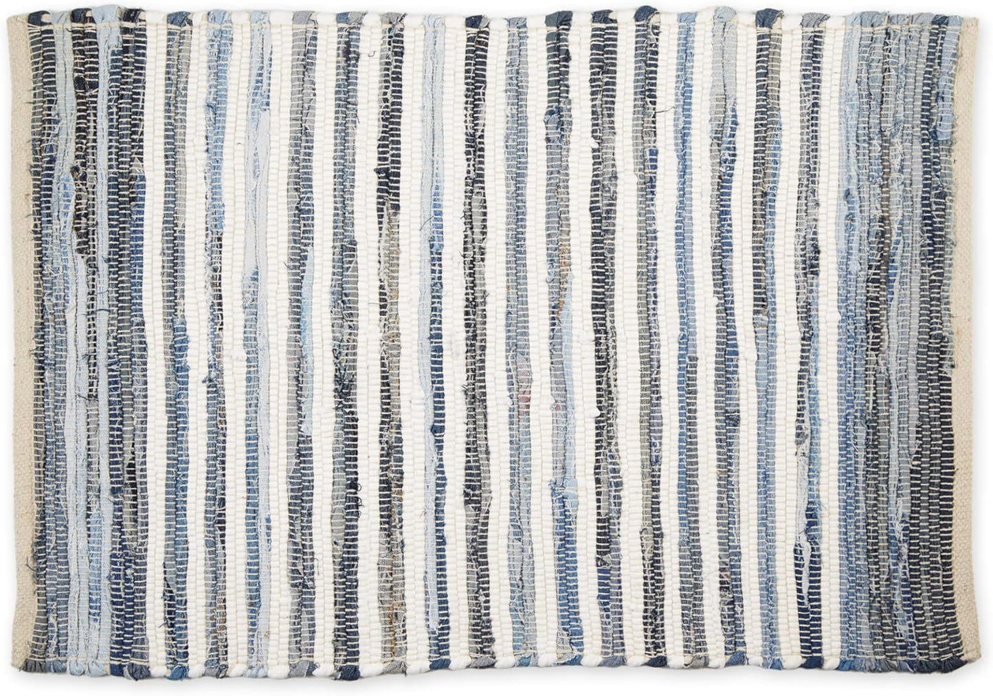 DII Chindi Home Collection Handwoven Multicolor Area Rag Run, 2x3', Denim