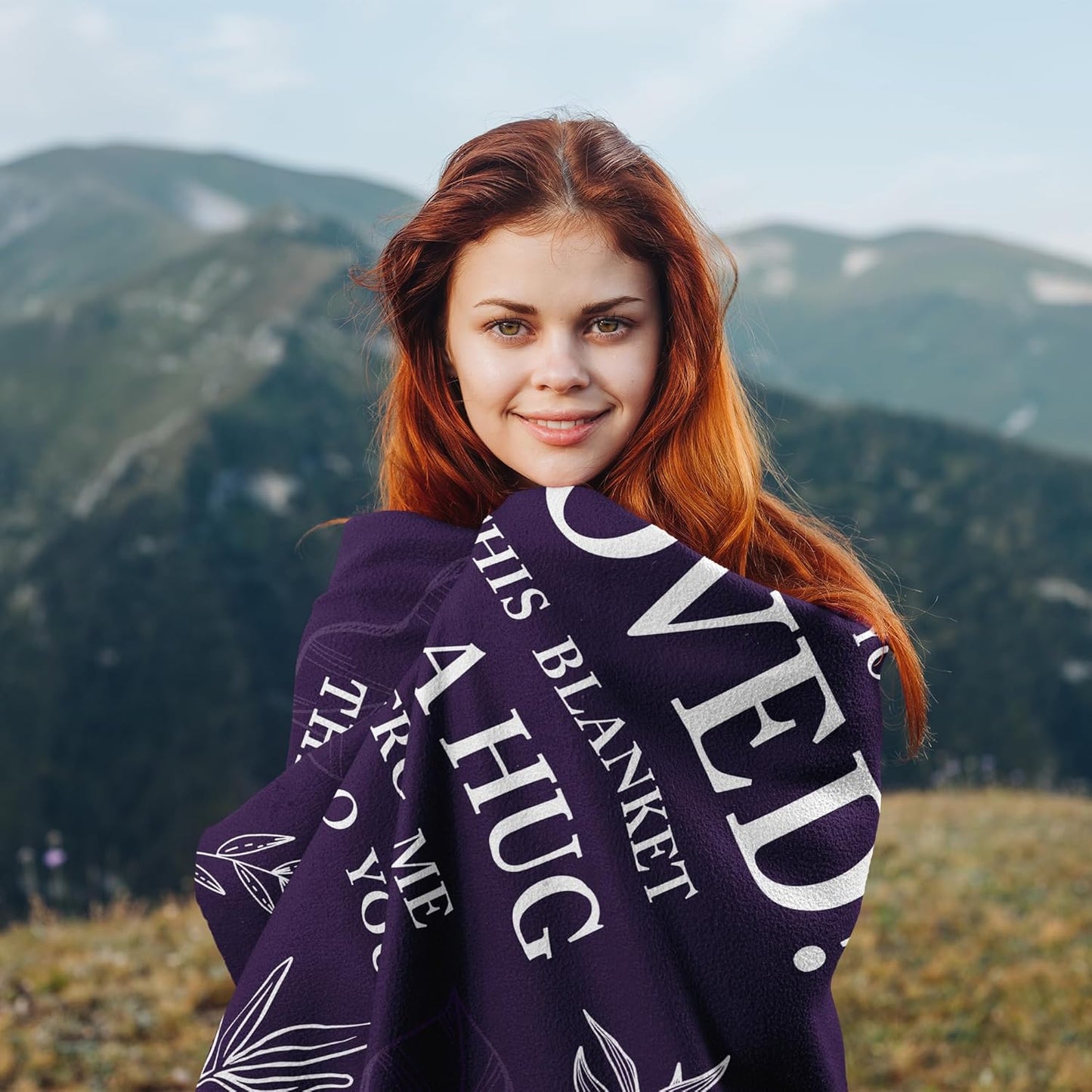 Gifts for Women Christmas, Inspirational Gifts for Woman, Cozy Soft Throw Blankets for Women, Positive/Spiritual Gifts, Purple Gifts for Older Woman, Get Well Gifts, Love Hug Blanket 60”x50”