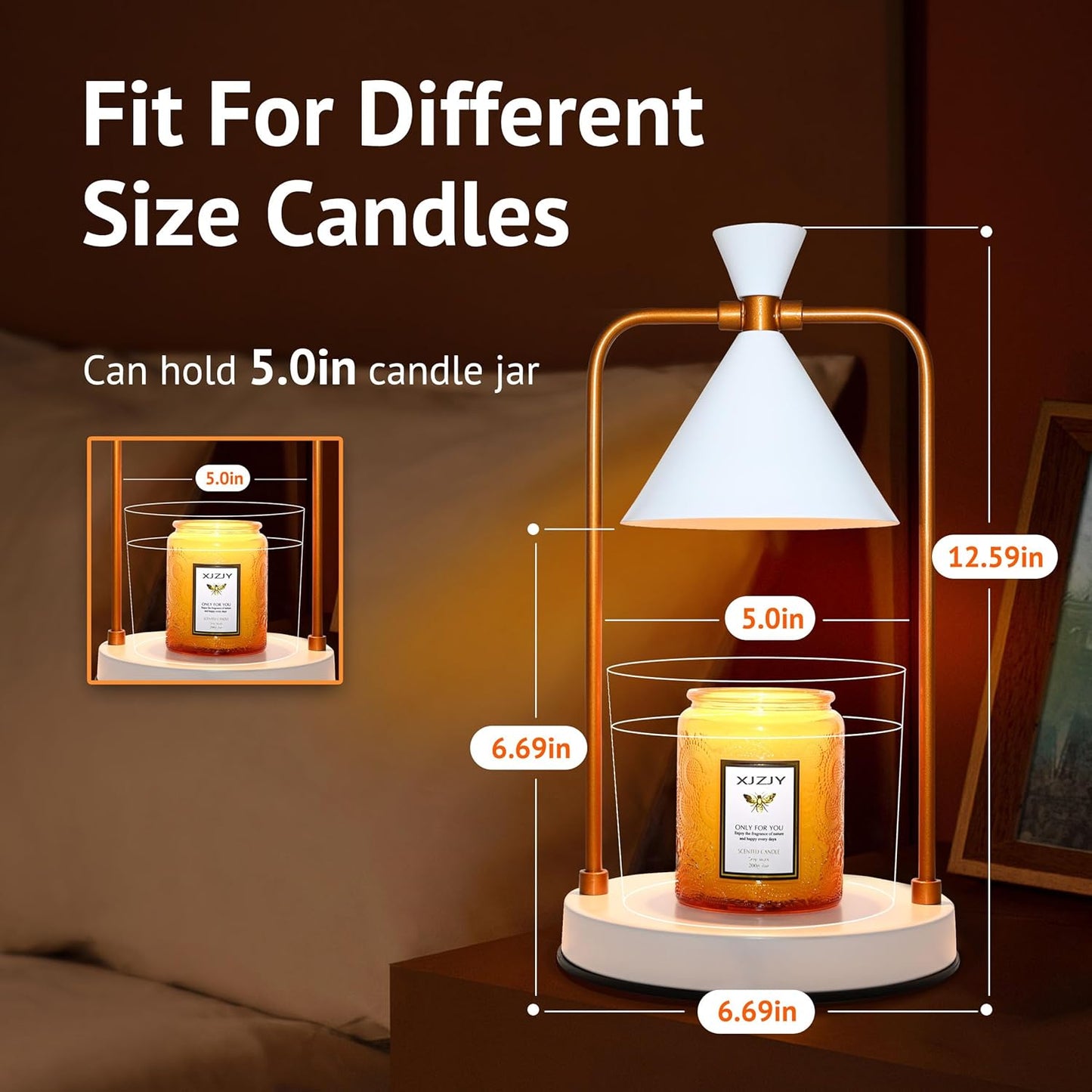 Candle Warmer Lamp with Timer Dimmer,Electric Candle Warmer, Candle Lamp with Large Base for Scented Jar Candles,Birthday Gifts for Mom Women,House Warming Gifts for New Home Bedroom Decor,White