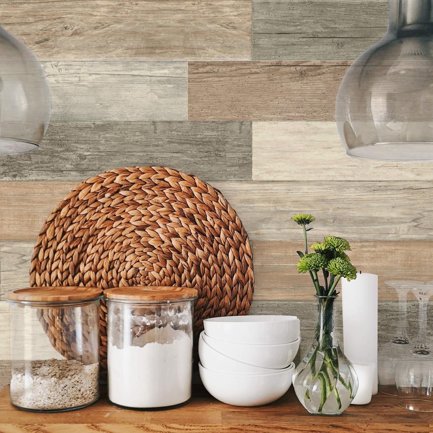 RoomMates RMK3695GM Distressed Barn Wood Plank Peel and Stick Giant Wall Decals, 17.25 X 36.5