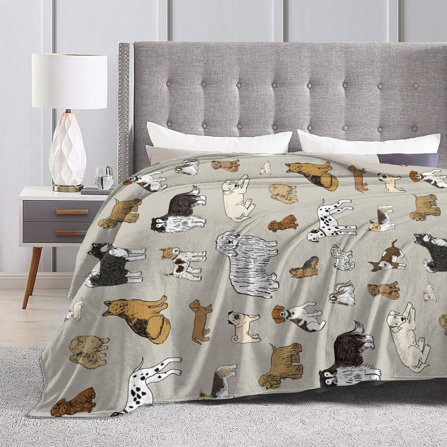 Perinsto Cute Dogs Animal Throw Blanket Ultra Soft Warm All Season Decorative Fleece Blankets for Bed Chair Car Sofa Couch Bedroom 50"X40"