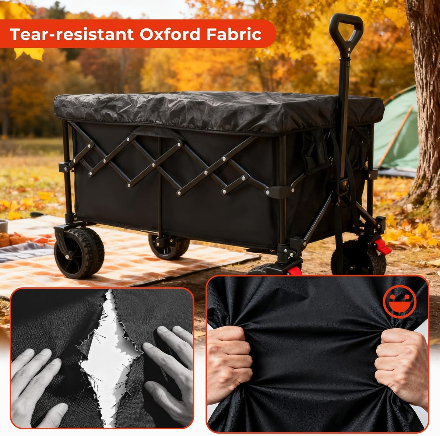 Wagon Cover for Heavy Duty Folding Carts – Waterproof Oxford Fabric with Dust, Leaf & Snow Protection, Elastic Hem and Drawstring Fit for Outdoor Storage and Travel Use