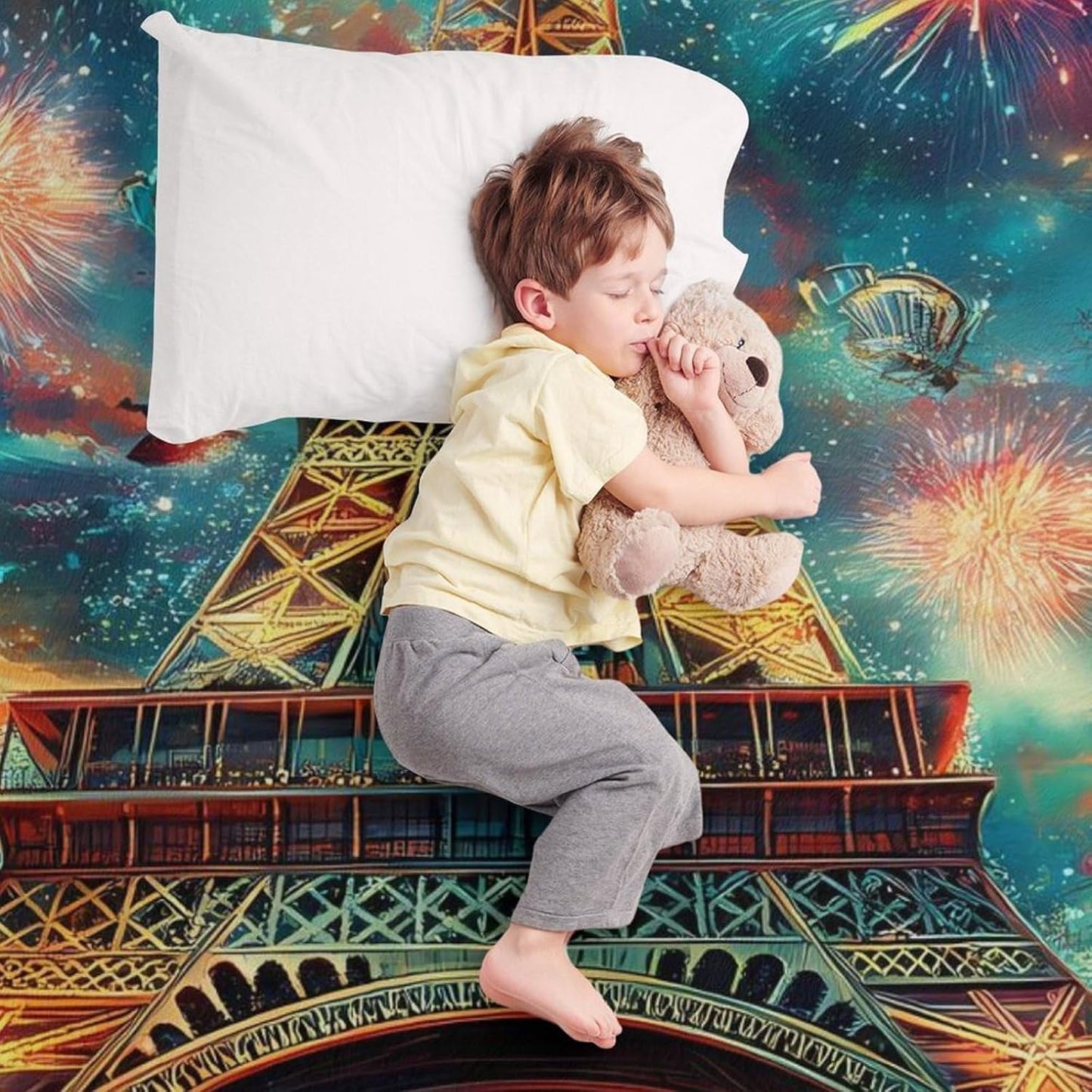 Paris Eiffel Tower (6) Throw Blanket for Couch Bed Plush Cozy Fuzzy Flannel Blanket for All Season 60"x80"