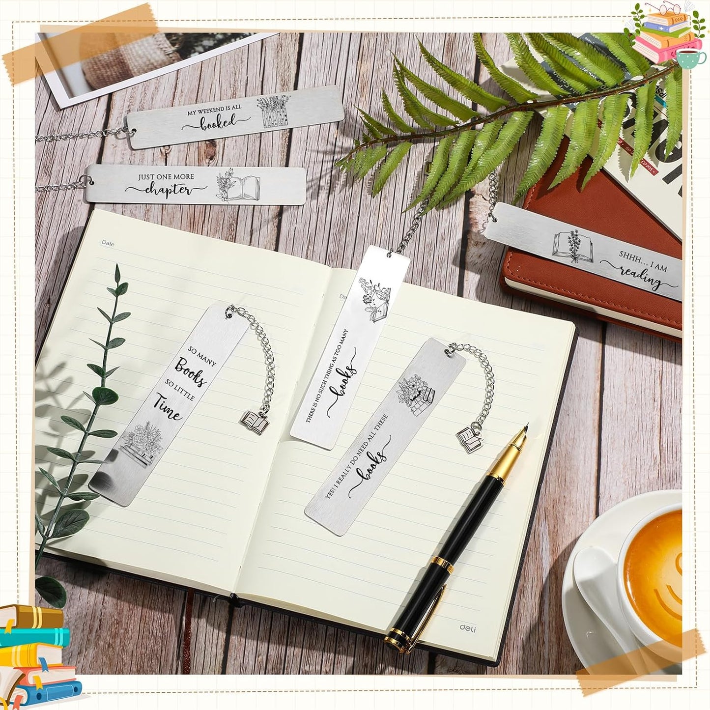 Skyygemm 24 Pcs Book Lovers Gift for Her Him Metal Bookmarks 6 Styles Library Reading Bookmarks Book Club Gift Ideas for Students Senior College