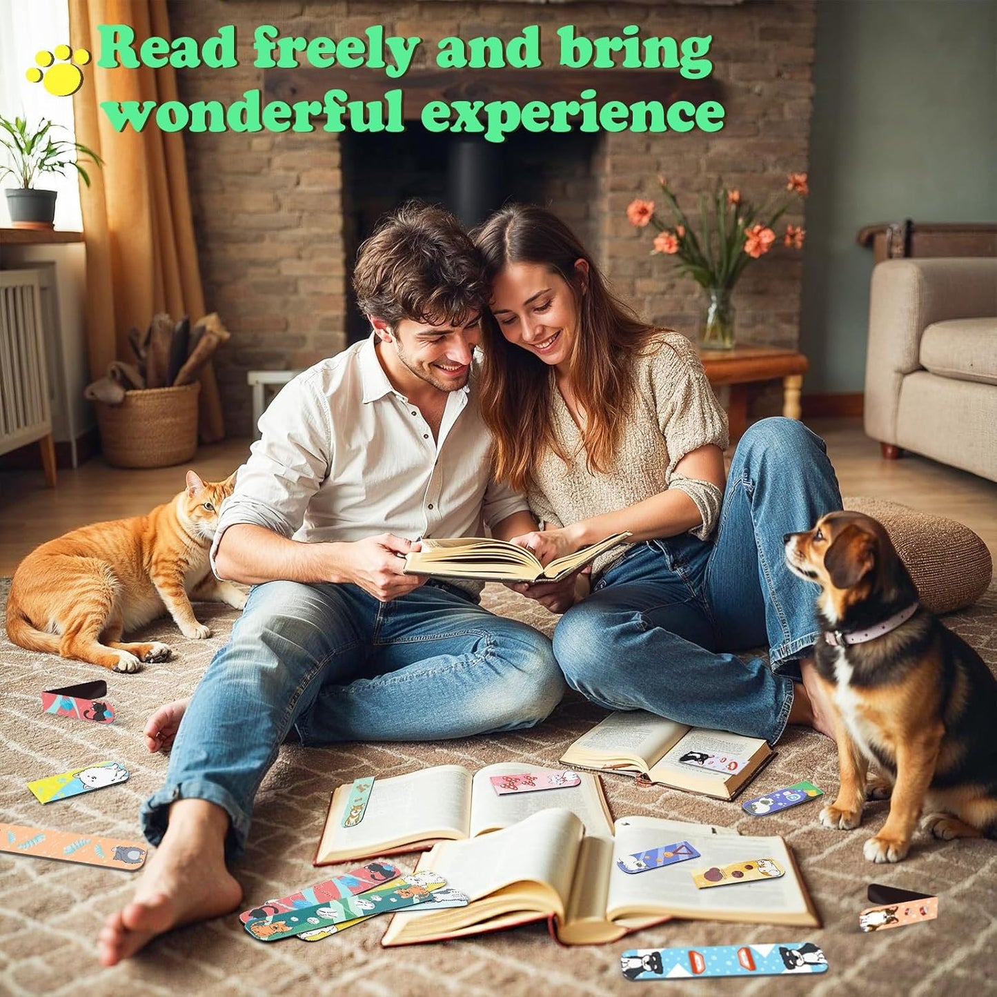50 Pieces Magnetic Bookmarks Cute Dogs and Cat,Appreciation Gifts for Women,Men,Pet Book Marker for Students Teachers Kids School Home Office Reading Stationery, 25 Designs,Printing on 2 Side