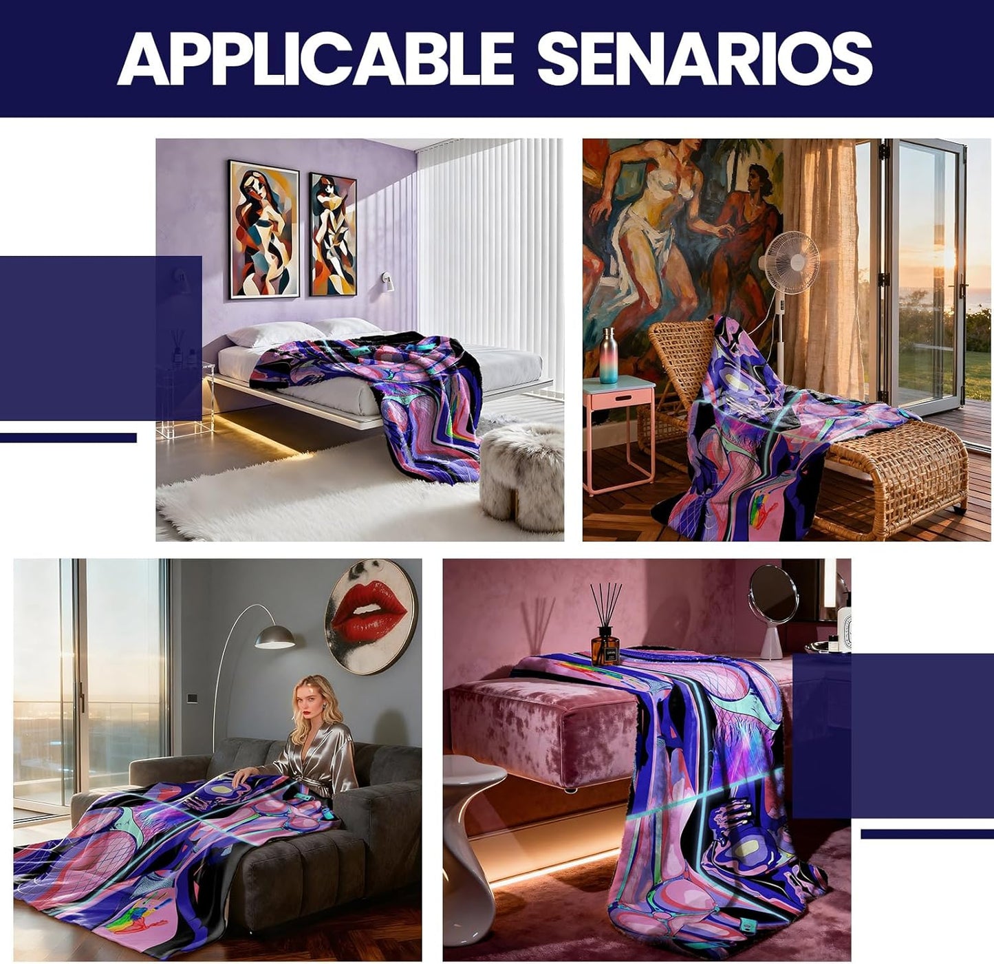 Sexy Anime Twin Blanket Aldults Sex Erotic Naked Hot Girls Blankets for Couch Bed Living Room Sofa, Decorative Patterned Super Soft Cozy, 60x80 in, C