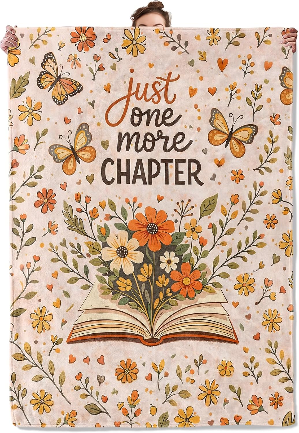 Vintage Book Floral Flannel Throw Blanket Books Flower and Butterfly Decor for Women Reading Lovers Cozy Lightweight Fleece Blankets Bedroom Couch Dorm Camping Travel Gifts, 50x60inch