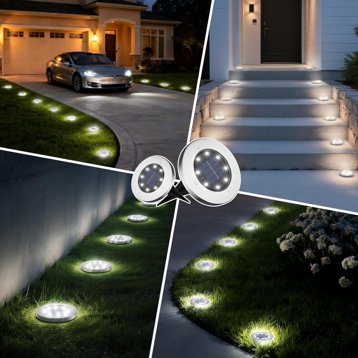INCX 4.6 inch Solar Lights Outdoor Waterproof,12 Pack Solar Lights for Outside, Solar Garden Lights Landscape Lighting for Patio Pathway Lawn Yard Deck Driveway Walkway, Cold White