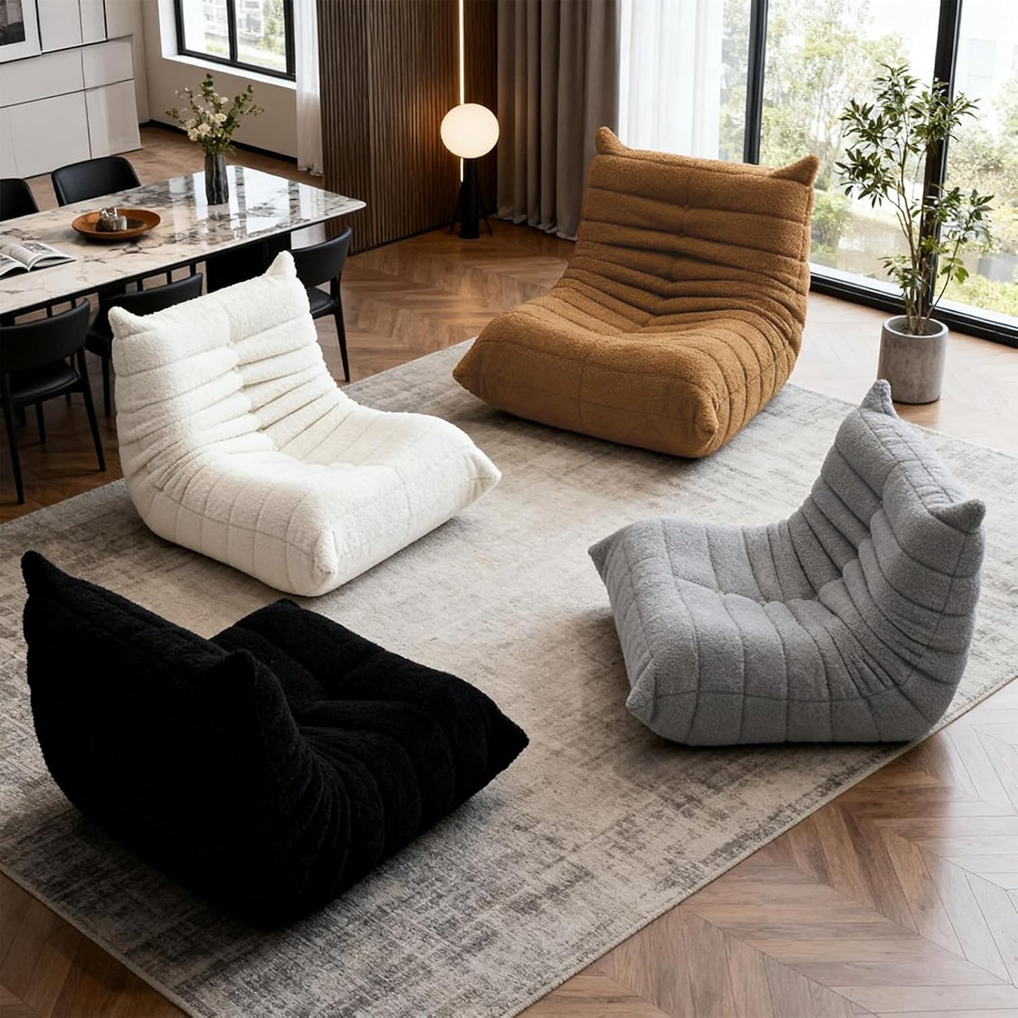 Gaming Bean Bag Chairs for Adults, Fireside Chair for Living Room with Memory Foam Filled, Accent Sofa Lounge Floor Sofa for Reading Dormitory Relax, No Assembly Required Gray