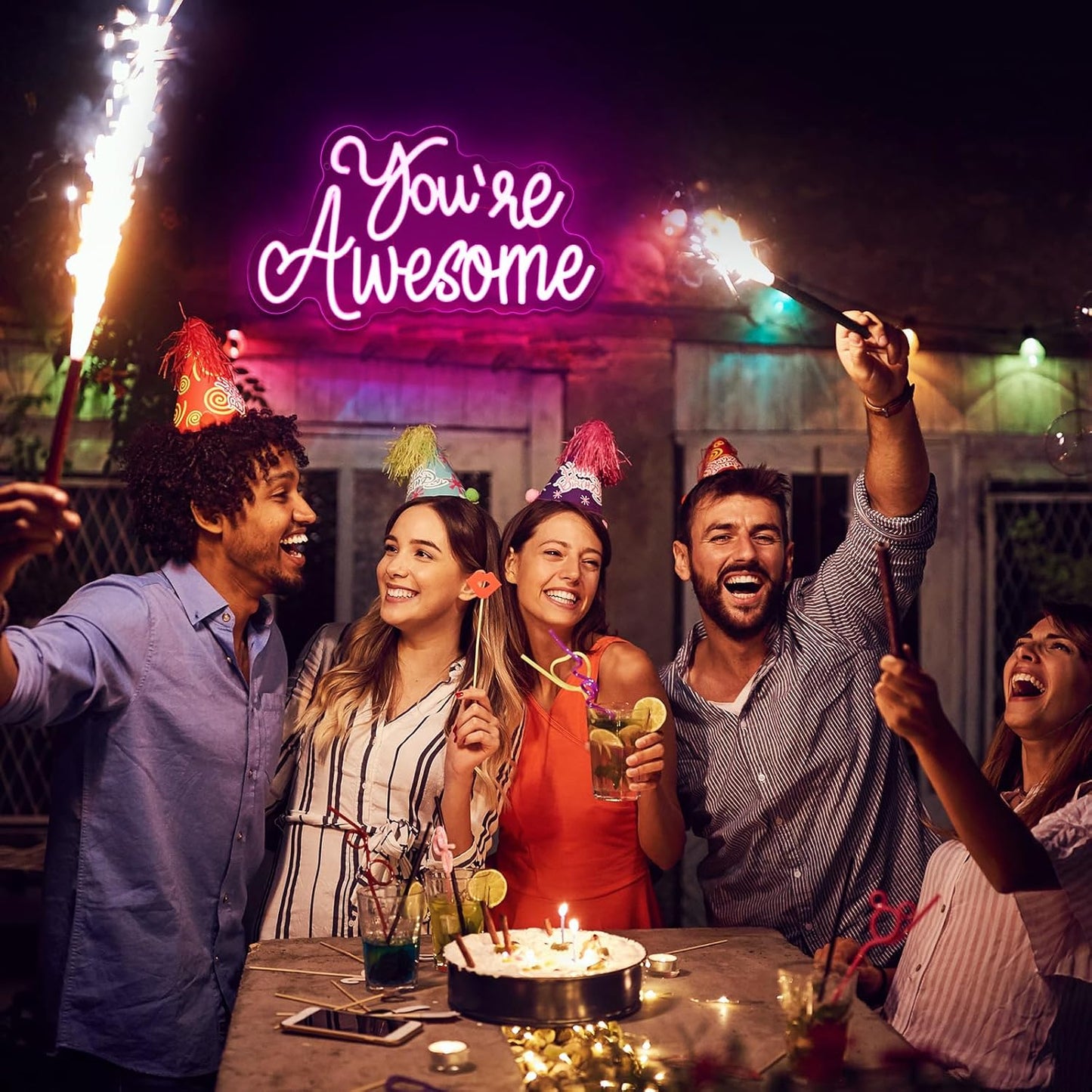You Are Awesome Neon Signs Dimmable Inspirational LED Neon Lights for Wall Decor Pink USB Positive Quotes Light up Sign for Bedroom Wedding Birthday Classroom Home Office Bar Hanging Decor