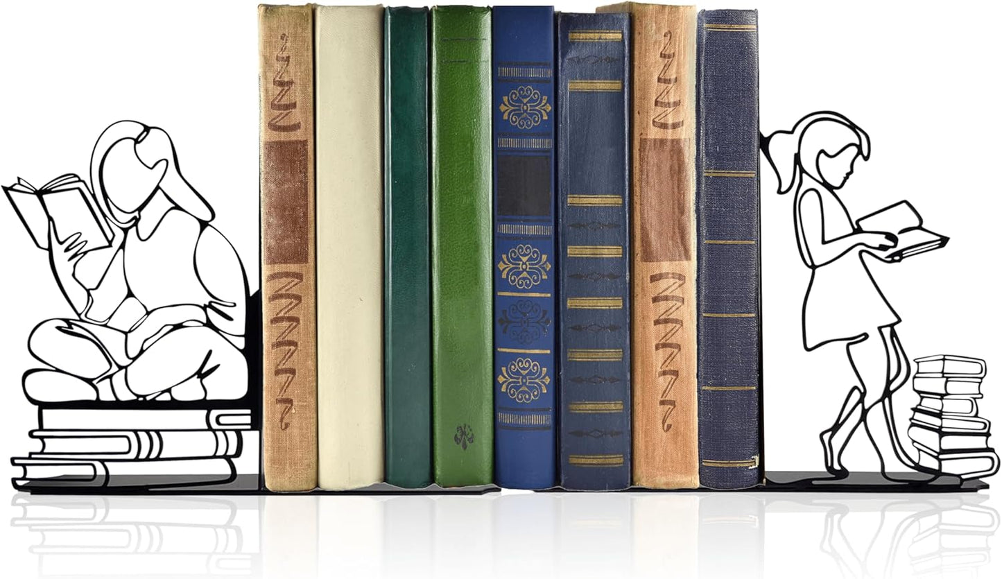 Cute Bookends Decorative, Durable Metal Book Holders with Timeless Appeal, Black, 1 Piece, 6.3x4.5x1.2 inches