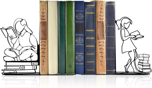 Cute Bookends Decorative, Durable Metal Book Holders with Timeless Appeal, Black, 1 Piece, 6.3x4.5x1.2 inches