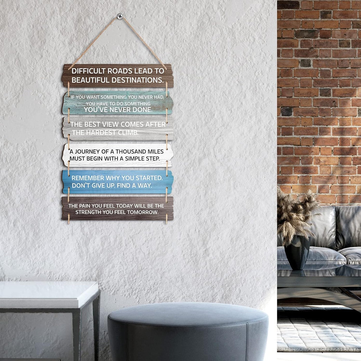 6 Pcs Inspirational Wall Art Decor for Office Watch Your Thoughts Wooden Hanging Motivational Wall Decor Rustic Positive Quotes Plaques for Classroom Home Bedroom Kitchen Living Room(Delicate Style)