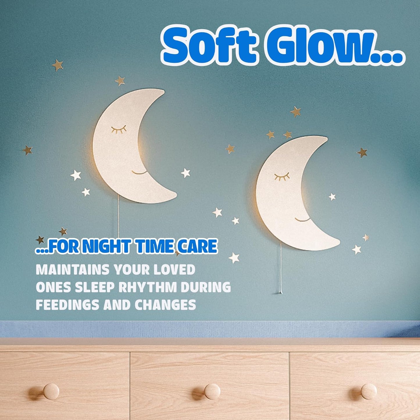 Tip perk Moon Lamp for Baby Nursery - Floating Moon Wall Lamp for Nursery | Cute Floating Moon Lamp for Kids Bedroom | Battery-Operated Hanging Night Lights | Cordless Moon Lights for Bedroom