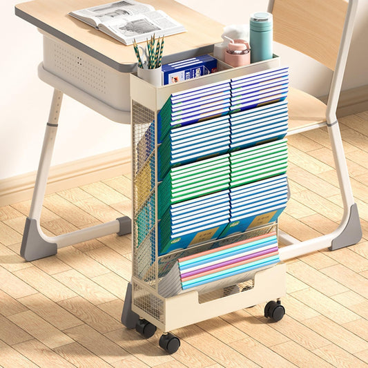3-6 Tier Metal Rolling Book Cart, Narrow Mobile Bookshelf, Modern Free Standing Storage Rack, Magazine Organizer, Space-Saving Bookcase for Home & Office