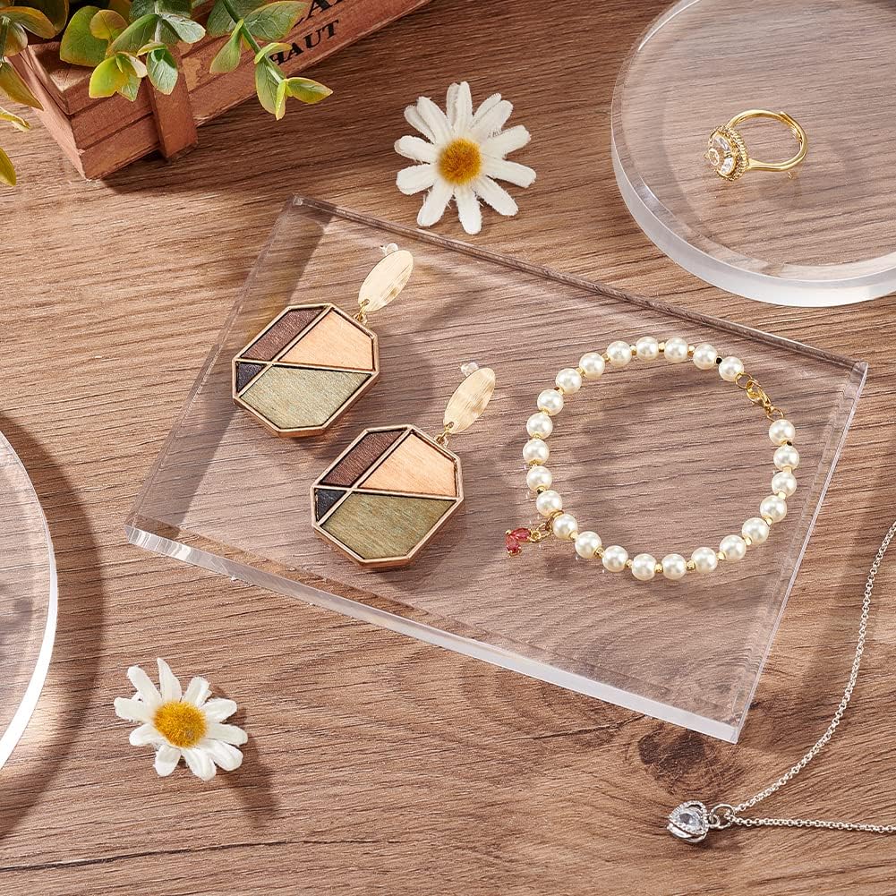 FINGERINSPIRE Acrylic Beveled Display Base 6"x 4"x 0.5"(LxWxH) Clear Acrylic Display Block Rectangular Jewelry Display Stand Acrylic Solid Display Holder for Home Decor Showing Photography Props