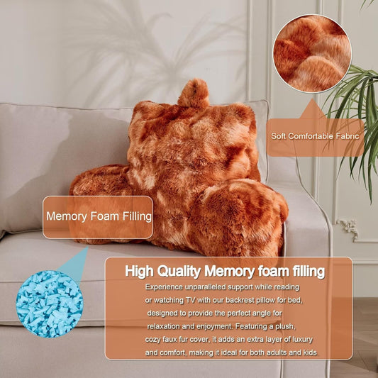 Reading Pillows for Boyfriend Adult,Velvet Back Pillow Bed Wedge Large, Back Rest Support Cushion for Sitting Up in Bed/Couch for Bedrest 18inch-Tie-dye Burnt Orange