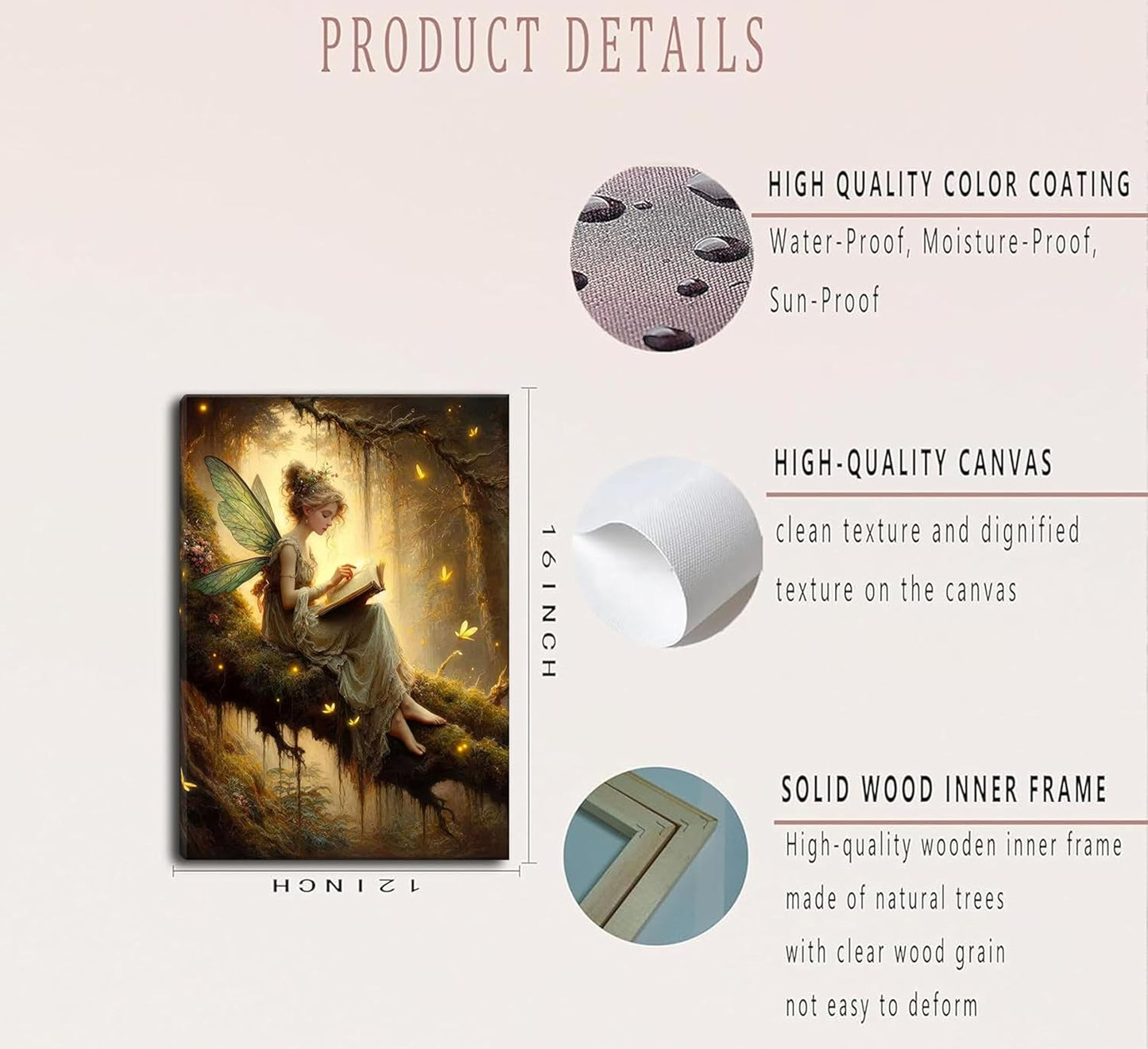 2Pcs Vintage Forest Fairy Canvas Wall Art Sitting On Branch Reading A Book Enchanted Fairy Portal Forest Pictures Wall Decor Posters Prints Girly Aesthetic for College Apartment Bedroom