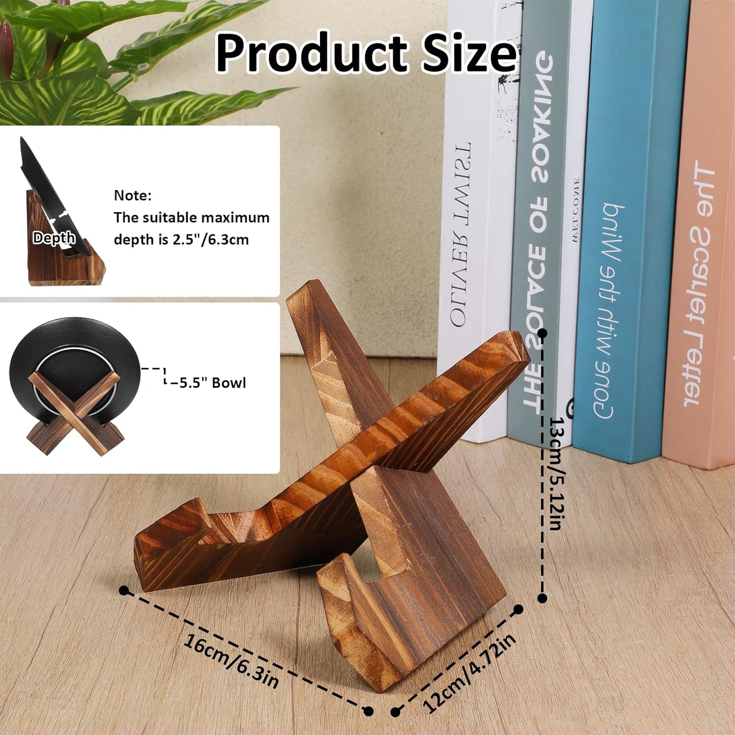 Wooden Bowl Display Stand,Small Plate Stand Wooden Plate Stands Cook Book Stands Latter Easel Holder for Decorative,Pottery, Bowls,Picture,Dish,Book