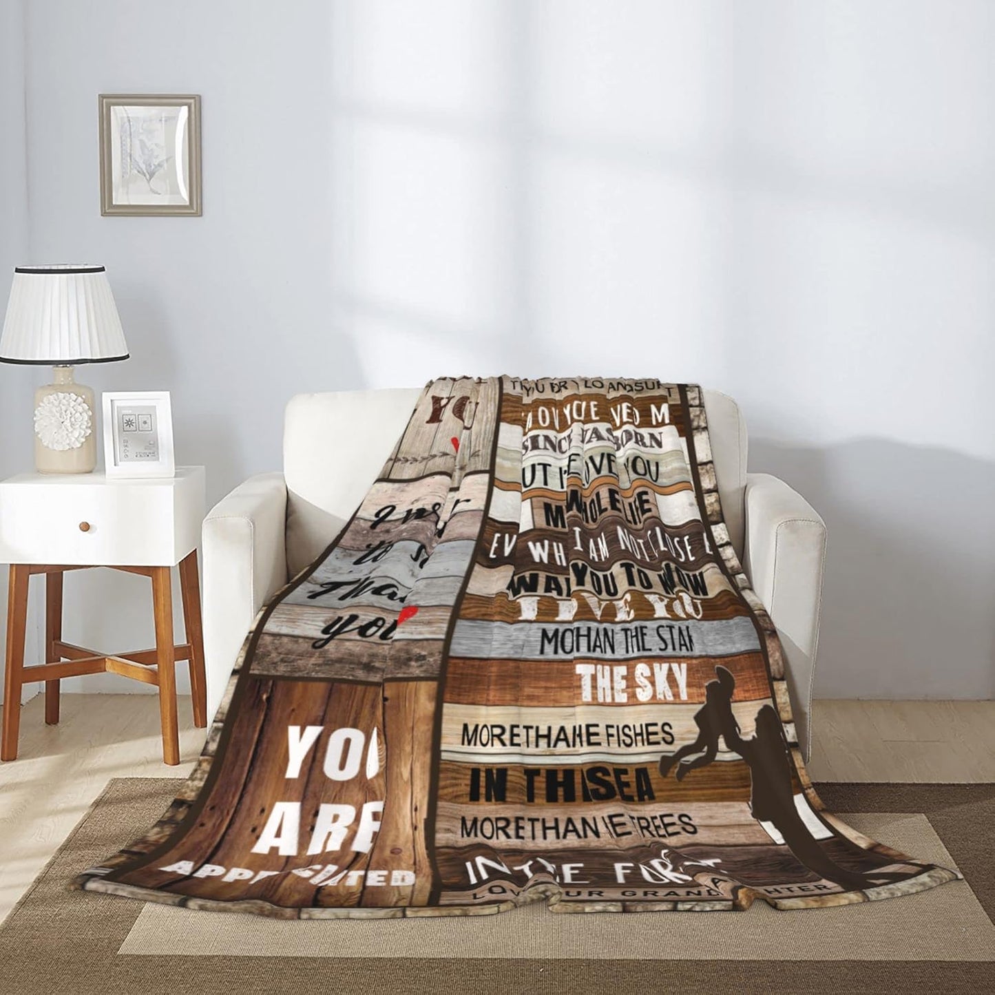 Grandpa Birthday Gifts, Grandpa Gift from Granddaughter, Soft Cozy Flannel Throw Blanket Christmas for Grandfather Fathers Day, Grandpas Blanket 80"x60",