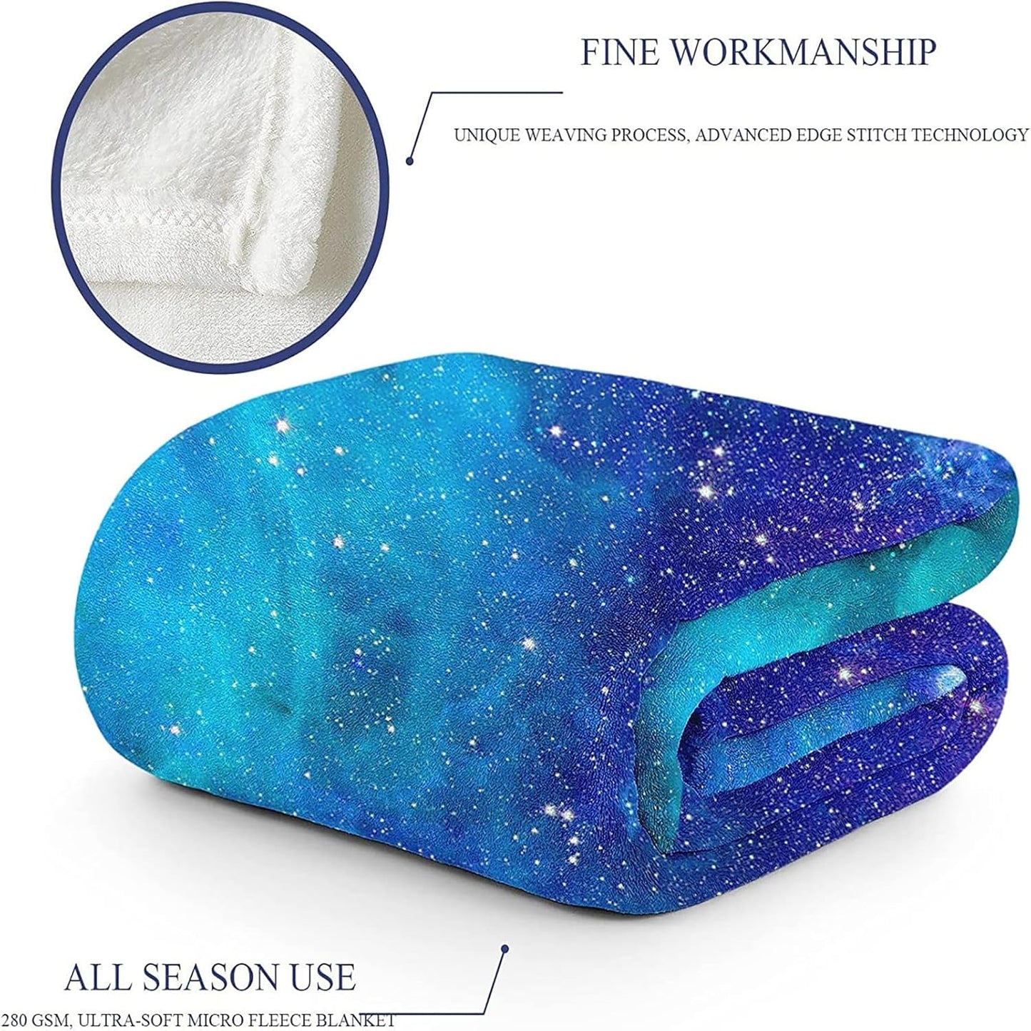 Galaxy Space Throw Blanket Gift, Soft Warm Fuzzy Plush Blanket, Smooth Cozy Flannel Blanket for Bed/Couch/Camping (60"x50")