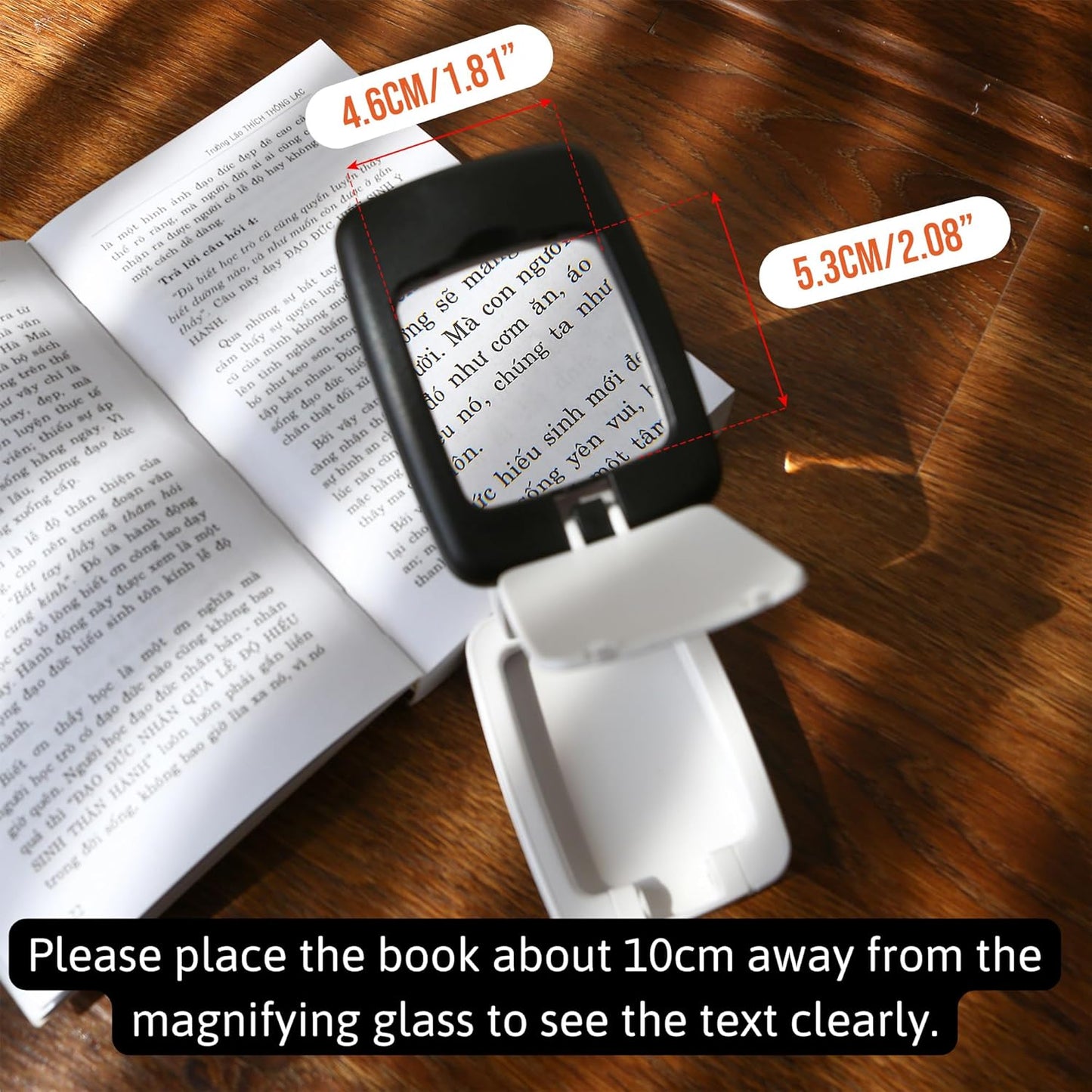 Pocket Magnifying Glass with Light and Stand, Small 3X Magnifying Lamp, Portable 2-in-1 LED Lighted Desk Magnifier Visor Folding, Craft Light Lamp for Close Work Reading Repair Crafts Hobby