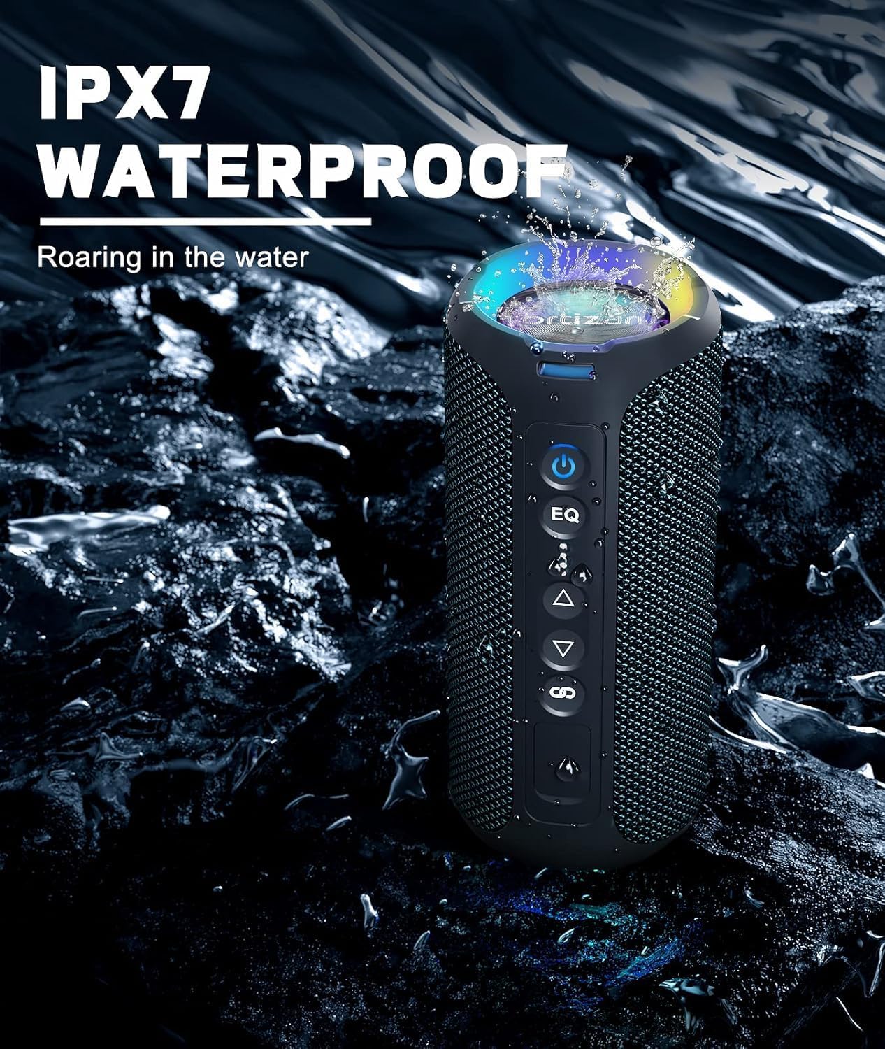 Ortizan Portable Bluetooth Speaker (2nd Gen), 40W powerful sound and deep bass, IPX7 waterproof, 30 hours of playtime, TWS for 2 speakers pairing for home, outdoor and travel - Electronics gift, Black