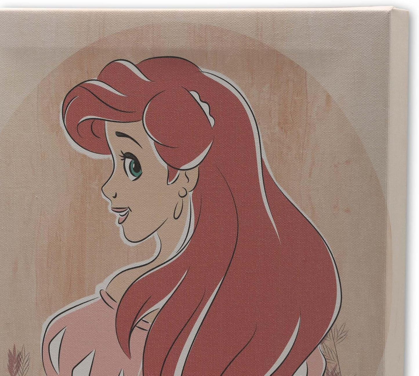 Open Road Brands Disney The Little Mermaid Princess Ariel Gallery Wrapped Canvas Wall Decor - Floral Ariel Wall Art for Home