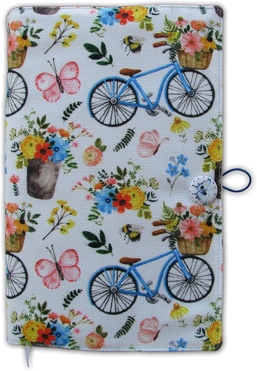 Cloth Book Cover, Fabric Novel for Cover Sleeve Protector, Bicycle Pattern Washable, 5.5 x 8.2 x 1.6 Padded Bag