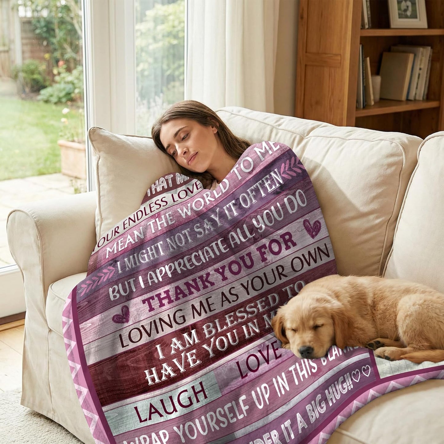 Bonus Mom, Bonus Mom Blanket 50" x 60", Soft Cozy Throw Blanket, Birthday from Stepdaughter Stepson