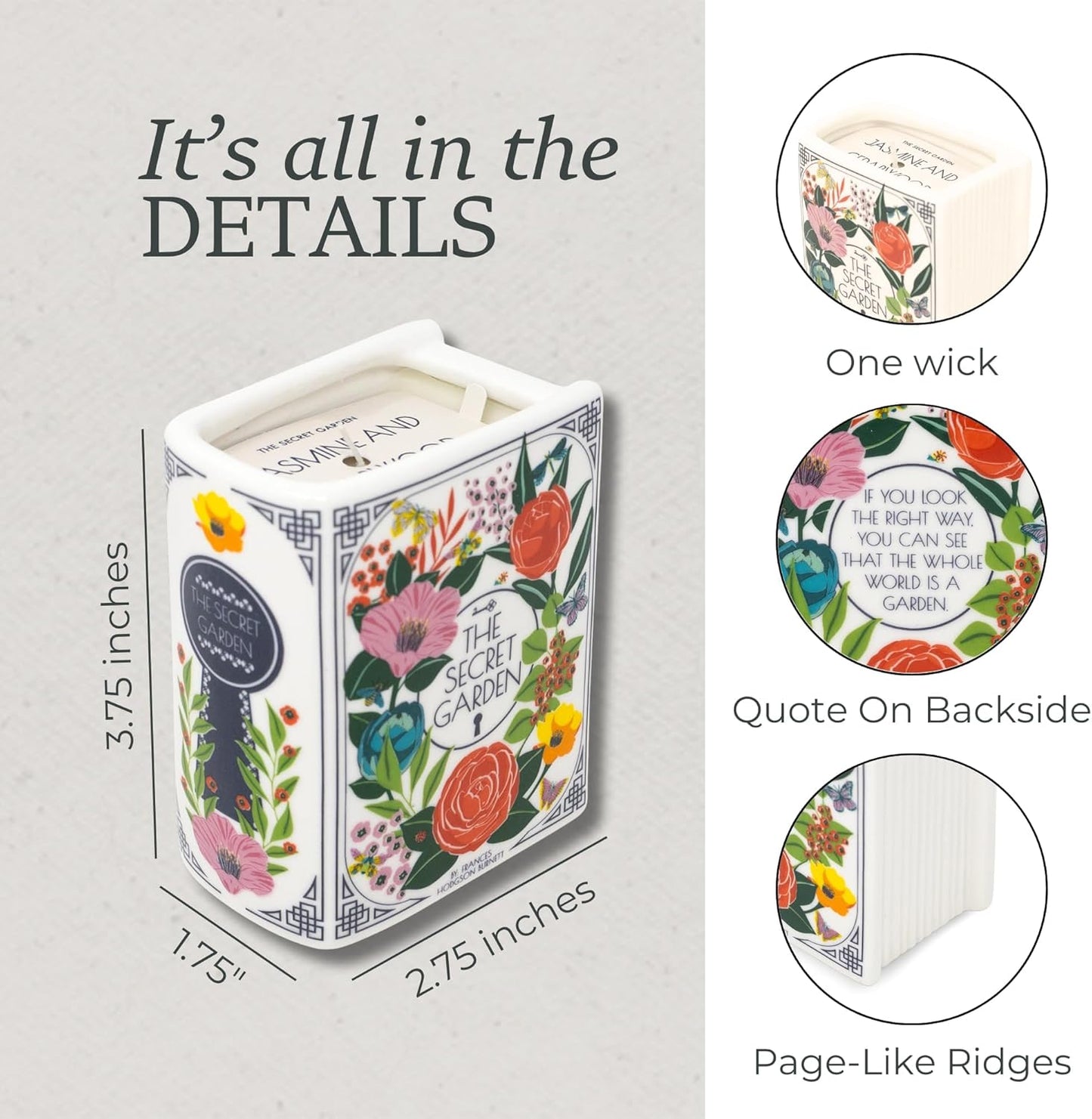 Steel Mill & Co Novelty Shaped Book Theme Scented Candle, 5 oz Candle with Notes of Jasmine and Cedarwood, Unique Gift for Mother's Day (The Secret Garden)