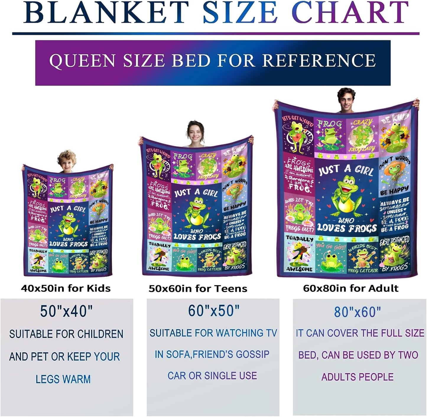Cute Green Frog Blanket Soft Cozy Flannel Frogs Blankets and Throws Bed Bedding Sofa Chair Home Decor, Best Birthday Christmas Frog Gifts for Adults Kids Women Girls 50"x40"