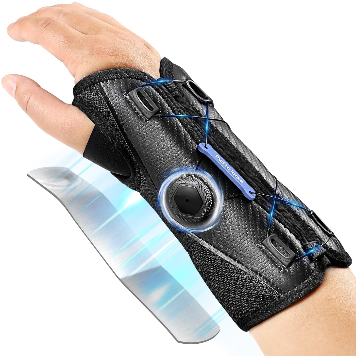 NEENCA Carpal Tunnel Wrist Brace for Night Support,Knob Adjustable Hand Brace for Tendonitis,Arthritis Pain，Sprain,Wrist Splint Support with Sleeves for Women&Men. (Right Hand, Large) (Black, Large, RightHand)