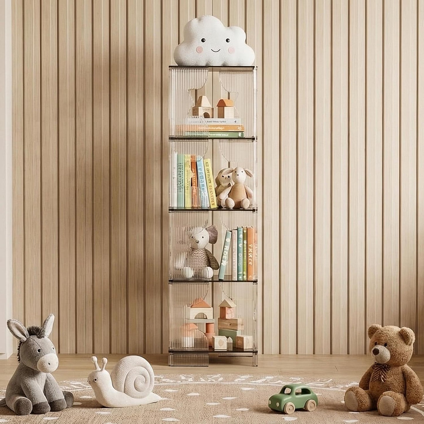 Bookcase, 4-Cube Bookshelf Storage Organizer for Home Office, Study Room