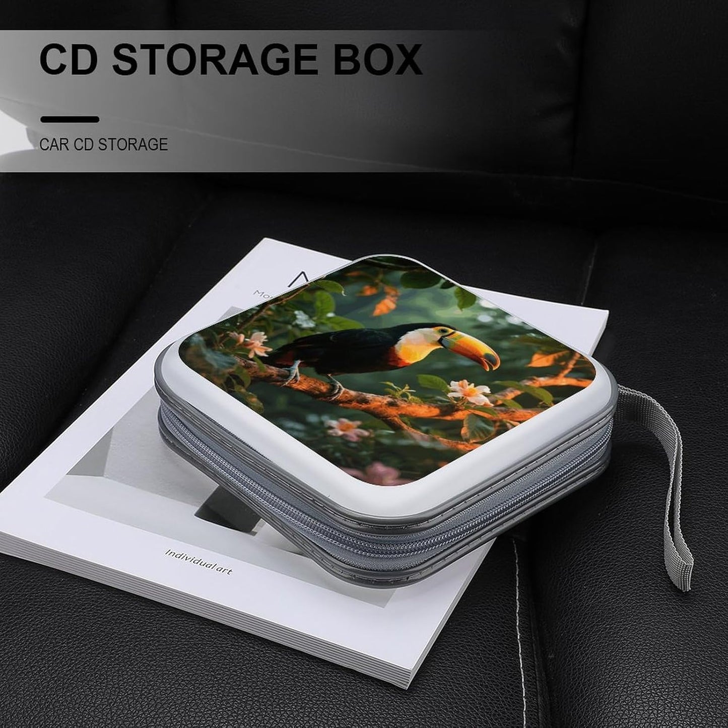Toucan on The Tree CD Case Portable Zipper CD Case 40 Capacity Hard Plastic DVD Cases Holder Large Storage Disc Wallet Bag for Car Home Travel DVD Collection Bag