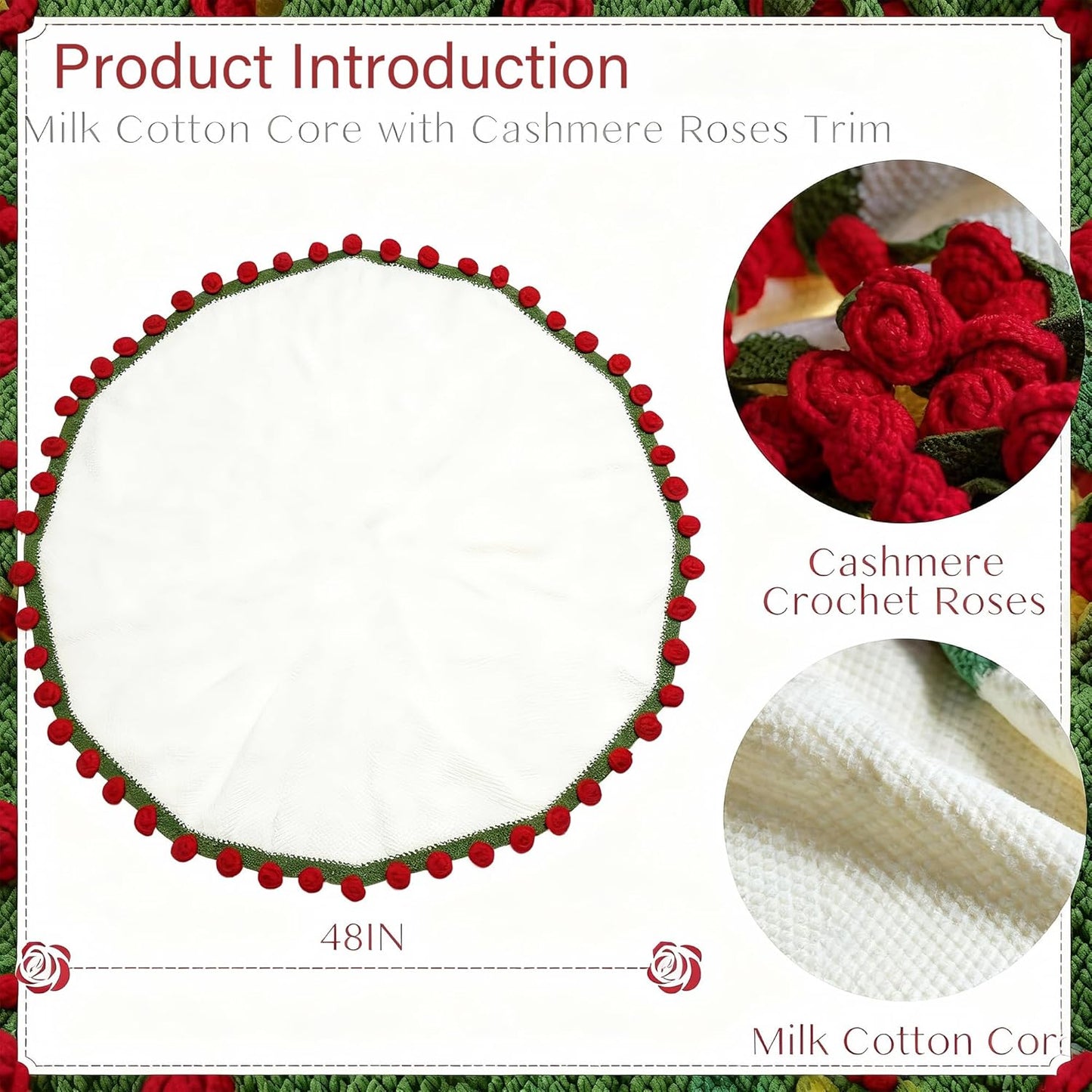 Valentines Day Gifts Crochet 68 Roses Bouquet Blanket with Gift Box, Handmade Flower Throw Blanket for Valentine’s Day, Wedding, Mother’s Day, Home Decor Gift for Her, Mom, Women (47''Round)