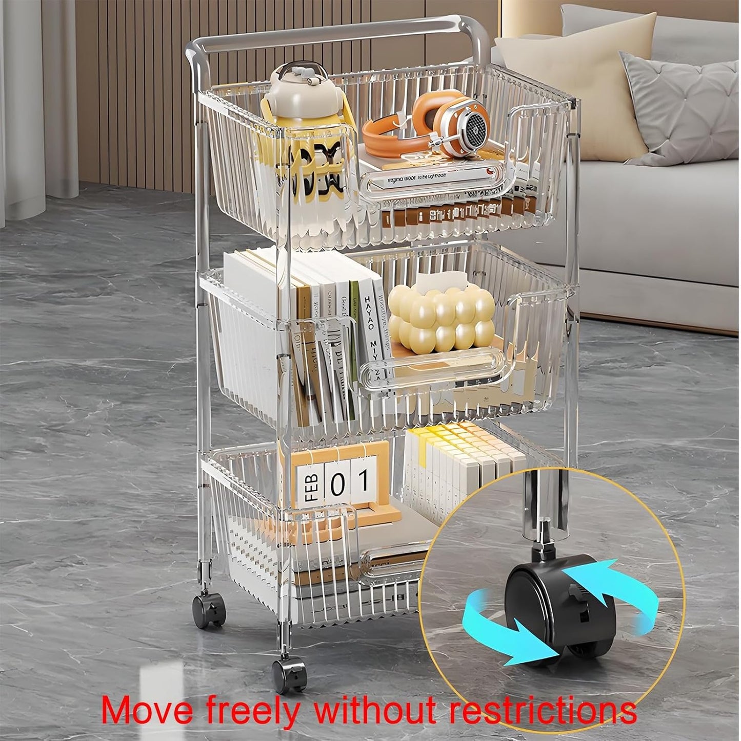 Acrylic movable bookshelf,bedroom bookshelf,book shelf,rotating book shelf,unique bookshelf,horizontal bookshelf,Suitable for living room, bedroom, study, living room corner, office French(39.5x27.6x9