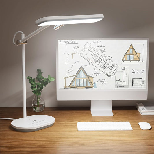 LED Desk Lamp with CRI 98, Advanced Eye-Caring Bright Desk Light for Crafting, Home Office & Kids Studying, Multi-Angle Adjustable, Dimmable Full Spectrum with Touch & Gesture Control