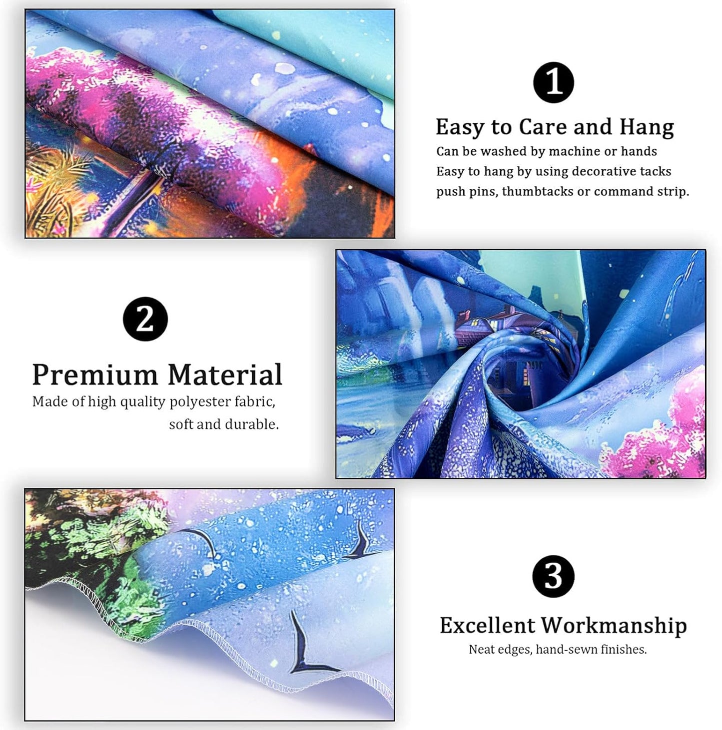 Avinyl Blacklight Space Tapestry for Bedroom, Black Light Moon and Mushroom Large Tapestries 60" x 79", Glow In The Dark Fantasy Waterfall Landscape Wall Hanging for Living Room Dorm Decor