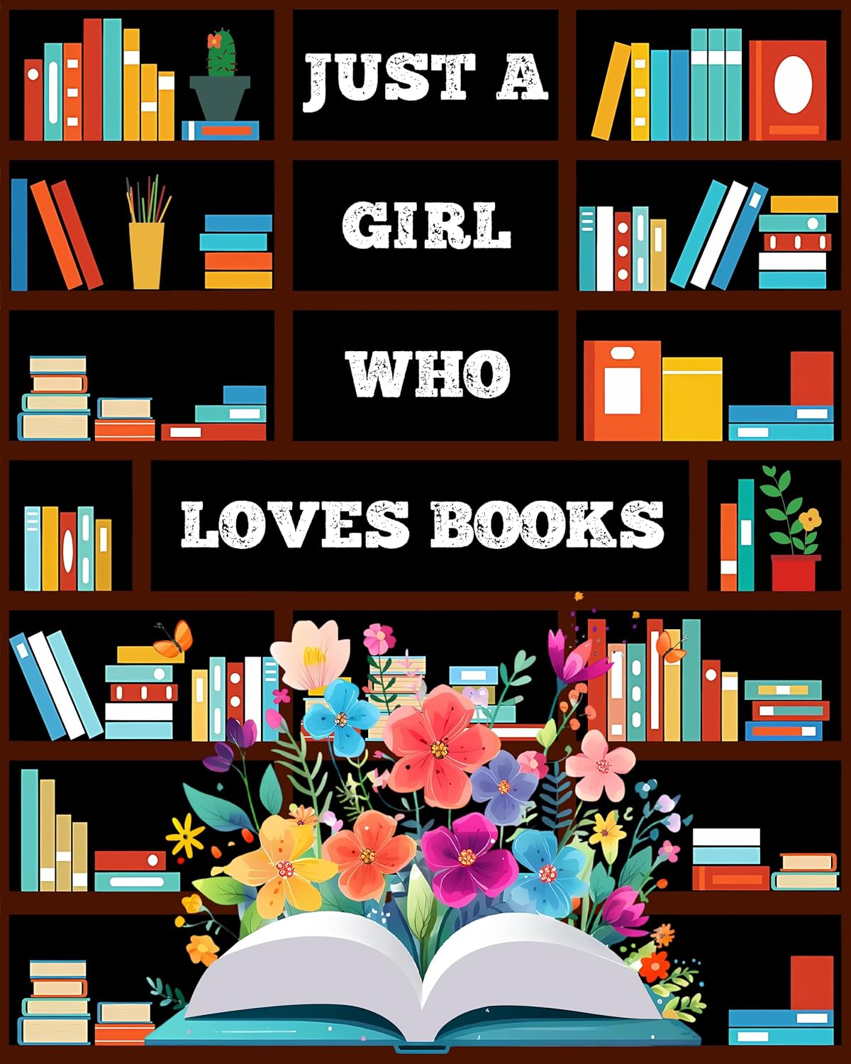 JOOCAR Just A Girl Who Loves Books Blanket Throw Reading Reader Blanket for Girls Flannel Throws Blankets for Book Lovers Graduation Gifts for Kids Women Sofa Bedding 50x60 in