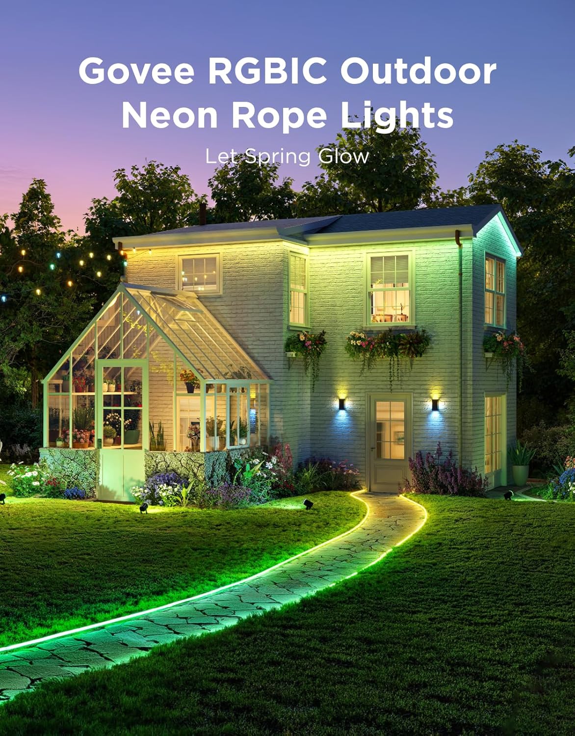 Govee Outdoor Neon Rope Lights, 32.8ft RGBIC IP67 Waterproof Patio Decorations with 64 Scene Modes, Music Sync, Flexible LED Outdoor Lights, Neon Lights Work with Alexa, Google Assistant