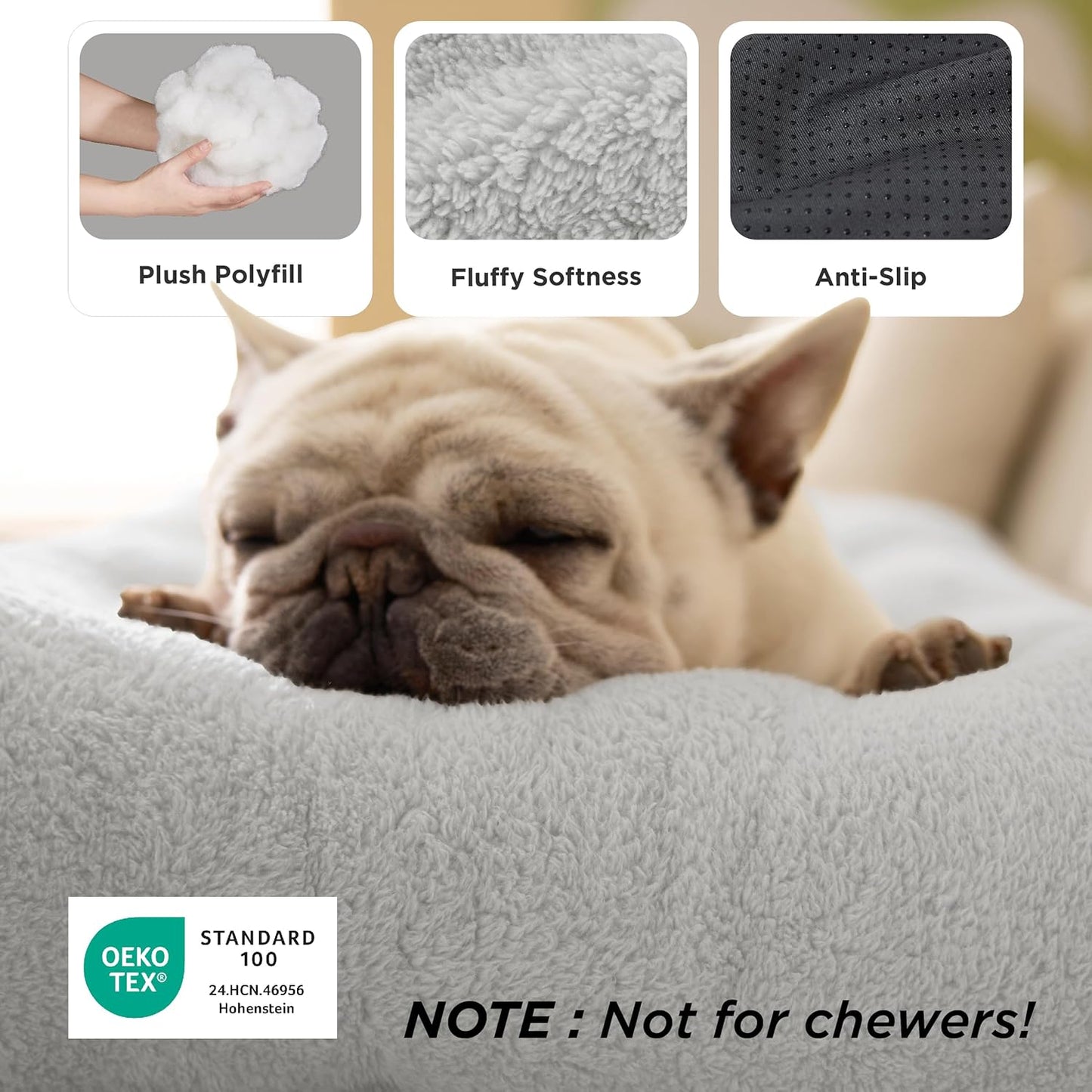 Bedsure Washable XL Dog Bed for Crate for Extra Large Dogs, Comfort Fluffy Plush Pet Pillow Bed Kennel Pad with Non-Slip Bottom, Machine Washable Pet Sleeping Mat, 41"x27", Gray