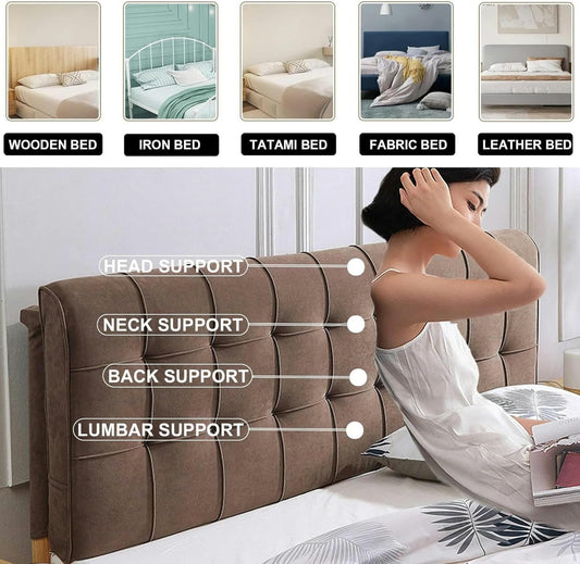 AMNOOL Upholstered Headboard Cushion,Solid Color Bed Backboard Wall Pillow Velvet Headboard Backrest Support Cushion Oversized Removable Headboard Slipcover