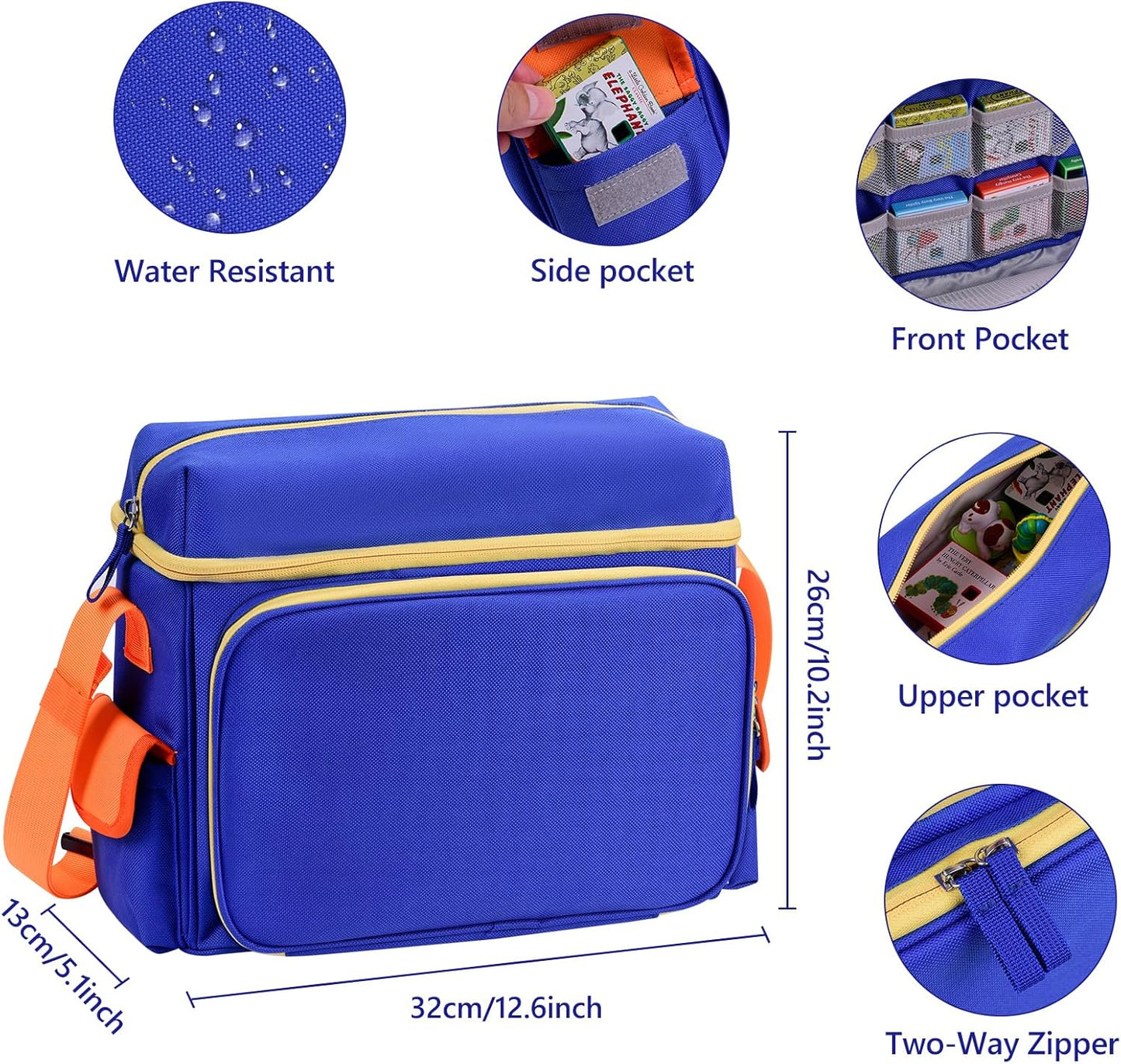 Carrying Case for Little Tikes Story Dream Machine, Travel Storage Bag for Story Books and Characters with Shoulder Strap, 2 Layers (Blue)